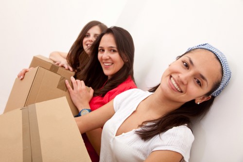 Fragile items and furniture prepared for flat removals