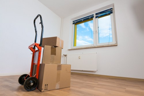 Packed household items ready for removals in Kenton